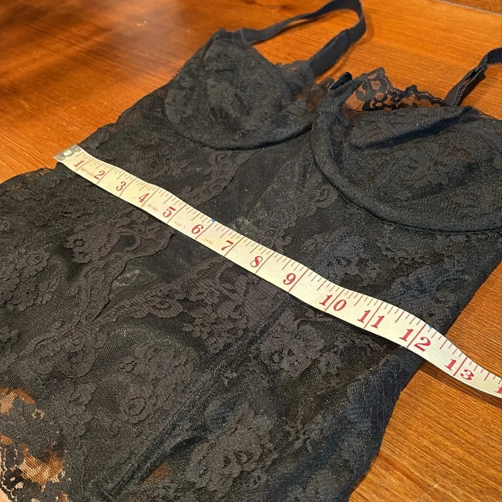 Vintage Gossard Black Lace Bustier Corset Top with garters 34D US … 34DD UK